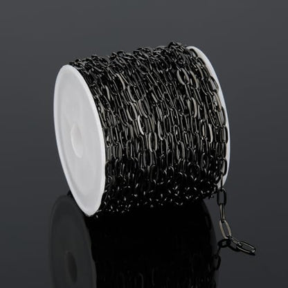 UMAOKANG 32.8 Feet Black Paperclip Chain for Jewelry Making Black Plated Brass Jewelry Chain Roll Handmade Necklace Bracelet DIY Jewelry Chains Bulk - color: Black Paperclip