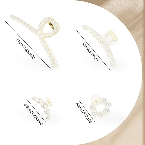 Pearl Hair Accessories for Women - 8PCS Claw Clips for Thick and Thin Hair, Barrettes for Styling and Weddings