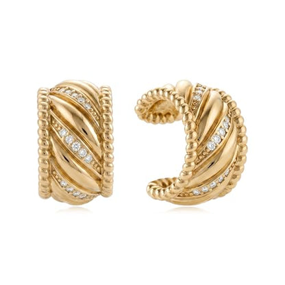 Gold Ear Cuff Earrings for Women Non Piercing Hoop | Clip on,Wrap Cartilage,14K Gold Plated,Dainty Small Simple,Hypoallergenic Everyday,Lightweight,Illusion Jewelry - color: 08. Twisted Band