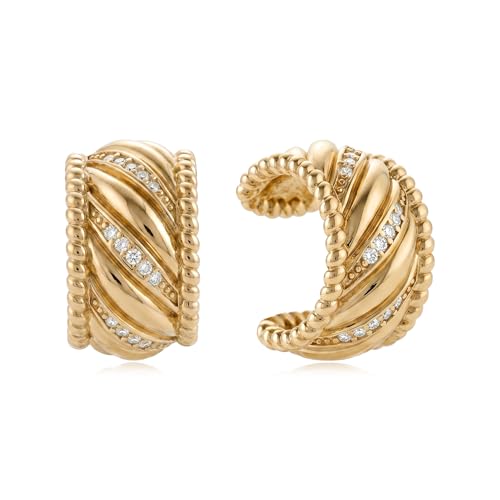Gold Ear Cuff Earrings for Women Non Piercing Hoop | Clip on,Wrap Cartilage,14K Gold Plated,Dainty Small Simple,Hypoallergenic Everyday,Lightweight,Illusion Jewelry - color: 08. Twisted Band