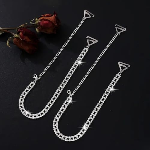 Rhinestones Bra Shoulder Straps Non-Slip Dress Bra Shoulder Crystal Dress Accessories Jewelry Summer Body Chain for Women