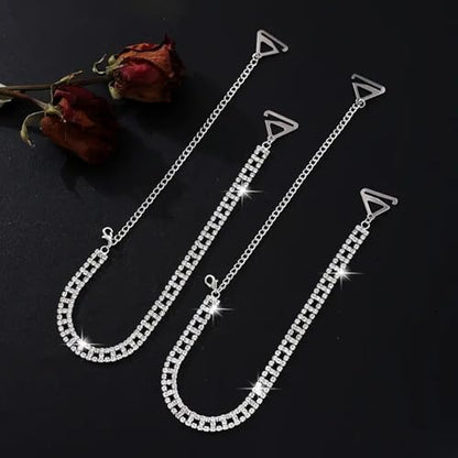Rhinestones Bra Shoulder Straps Non-Slip Dress Bra Shoulder Crystal Dress Accessories Jewelry Summer Body Chain for Women