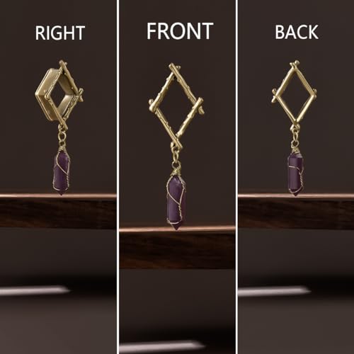 ERKUOO 2PCS Ear Gauges Star Dangle Saddle Ear Tunnels Plugs Flesh Piercing Earrings Expander For Women Body Jewelry - color: 2 Gold, size: 12 mm
