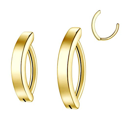 Clicker Belly Button Ring Hoop Belly Button Ring 14G Navel Ring | Surgical stainless steel hinged belly button ring for belly button piercing, navel body jewelry for women and men - color: A-Gold
