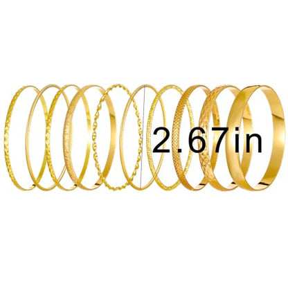 IFKM Gold Chain Bracelets Set for Women, 14K Gold Plated Multiple Layered Stackable Open Cuff Bangle Bracelet Anklet Bracelets Adjustable Link Tennis Beads Italian Cuban Jewelry for Women Gift - style: 10PCS Stack