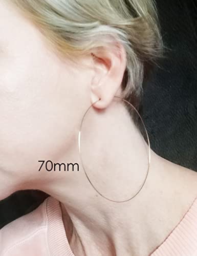 Multipack Dainty Large Thin Gold Hoop Earrings for Women Hypoallergenic Earrings Lightweight 30mm 50mm 60mm 70mm Gold/Silver/Rose Gold Hoop Earrings - style: 3 Pairs-70mm