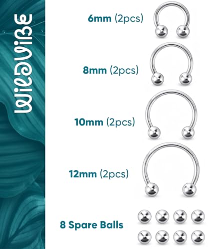 Surgical Steel Septum Rings 16g 14g - Lip Ring Smiley Piercing Hoop for Cartilage Earrings, Tragus, Helix, Daith, Conch - Eyebrow Circular Horseshoe Septum Piercing Jewelry - color: 16g Set - Silver