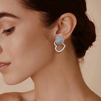 SYHOL Gold Jewelry Set 18K Gold Accessories for Women Jewelry Set Wedding Bridal Fashion Jewelry Sets Women Accessories Bracelets Earrings and Rings Sweetheart Gifts - color: X0091-Silver