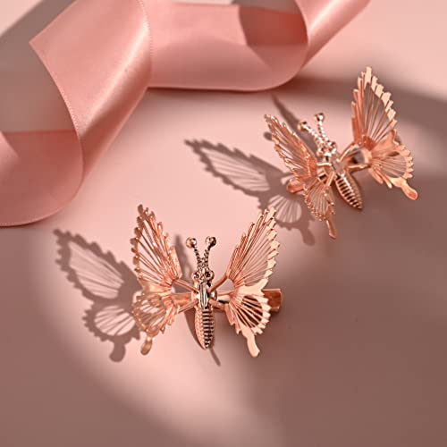 DEEKA 12 PCS Moving Butterfly Clips 3D Metal Gold Silver Black Moving Wings Butterfly Hair Accessories 90s Hair Clips Barrette for Women and Girls -4 Color - color: Gold/Silver/RoseGold/Black