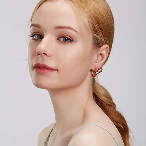 5-10 Pairs Small Gold Silver Hoop Earrings for Women, Stainless Steel Earrings Set Mens Lightweight Thin Hypoallergenic Small Hoops Set - style: 10pcs-G+S
