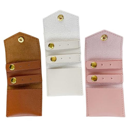 Wakauto 3pcs Foldable Jewelry Travel Organizer Bag with Buckle, Portable Pu Small Roll-up Case for Rings Earrings Necklaces, Multi-compartment Storage for Business Journeys and Travel