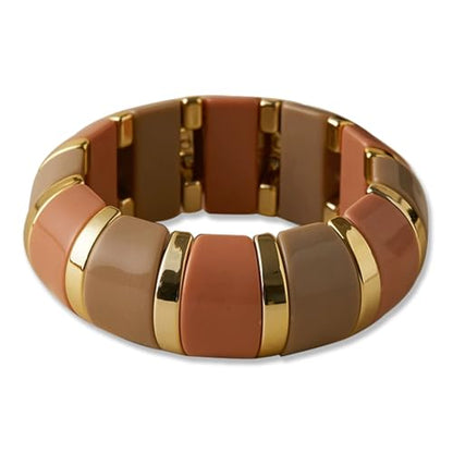 YBMYCM Acrylic Chunky Bangles Bracelets for Women Resin Gold-plated Stackable Stretch Bracelet Wide Wristbands Gift Jewelry - color: B red