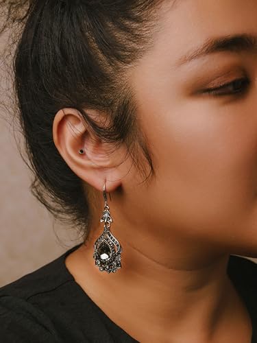 Christmas Halloween Red Heart Shaped Pattern Alloy Earrings, Gothic Antique Style Jewelry for Women - style: Earrings R23-011