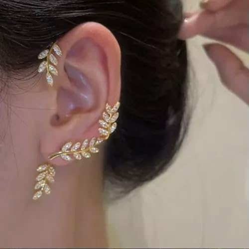 Gold Plated Zircon Butterfly Ear Cuff Clip Non Piercing Wrap Jewelry Earring New-Left-Silver(1pc) - color: Left-silver(1pc)