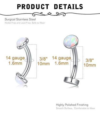 MODRSA Gold Belly Button Ring Dangle Belly Rings Silver Pink Dangling Dangly Belly Button Piercing Hypoallergenic Surgical Steel Opal Butterfly Navel Rings for Women Cute Dainty Navel Jewelry - color: E2- Mix opal 5pcs - silver
