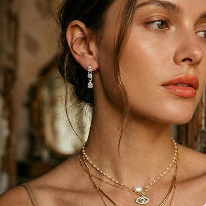 Mchic Dangle Earrings for Women: 18K Gold Plated CZ Drop Earrings Dainty Trendy Hypoallergenic Teardrop Bridal Wedding Style, Sparkly Elegant Dangling Jewelry Gift for Women Bridesmaid Prom Formal - color: Style 4-Gold
