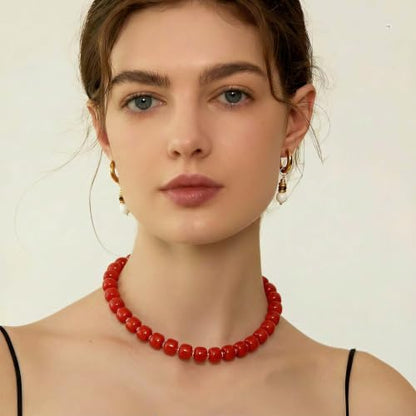 Chunky Beaded Necklace for Women, Colorful Trendy Statement Summer Jewelry Gift - color: necklace-35