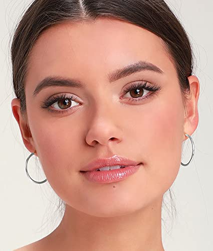 2mm Sterling Silver Big Hoop Earrings For Women - Large Hypoallergenic Circle Endless Thin Oversize Silver Hoops - color: Silver,20mm hoops