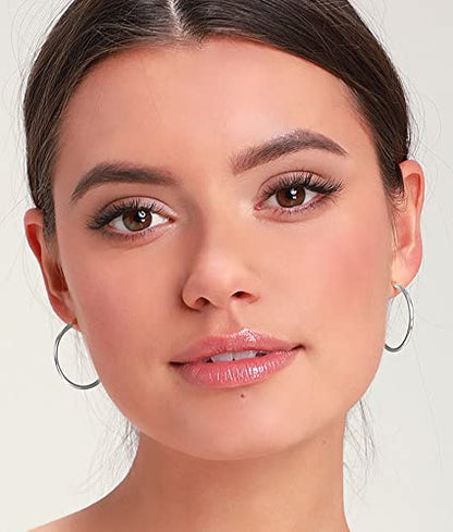 2mm Sterling Silver Big Hoop Earrings For Women - Large Hypoallergenic Circle Endless Thin Oversize Silver Hoops - color: Silver,30mm hoops