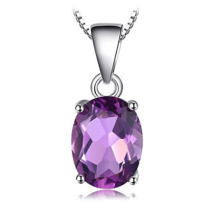 JewelryPalace Natural Gemstone Garnet Peridot Amethyst Citrine Blue Topaz Birthstone Solitaire Pendant Necklace Jewelry Set, 14k Gold Plated 925 Sterling Silver Necklaces for Women, 18 Inch Box chain - color: A-Sterling Silver-Amethyst