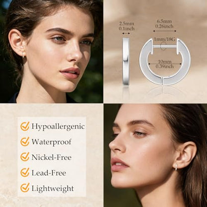 Limerencia G23 Pure Titanium Hypoallergenic Huggies Hoop Earrings for Women Sensitive Ears - color: silver