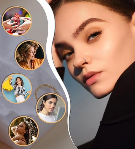3pcs Nose Rings Hoops - 316L Surgical Steel Nose Hoops 16G/18G/20G CZ Opal Turquoise Clicker Septum Nose Ring Lip Helix Cartilage Hoop Earring Daith Rook Conch Body Piercing Jewelry for Women Men 6mm 8mm 10mm - color: Silver, size: 20 gauge(0.8mm)-8mm