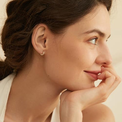 micuco Small Hoop Earrings for Women, Tiny Cartilage Hoop Earrings for Men | Helix Daith Tragus Ear Hugging Hoop Earrings Sleeper Hypoallergenic Earrings - style: B1: 6mm 14k Gold (1 Pair)
