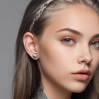 Casvort 2 PCS Hypoallergenic 0G-1" Cute Timeless Smooth Ball Screw Ear Gauges 316 Surgical Stainless Steel Fashion Ear Gauges Earrings Expander Women Piercing Body Jewelry - color: Silver, size: 8 mm