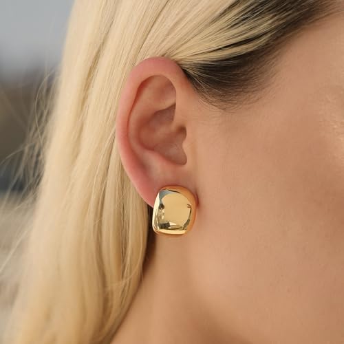MUYAN Dainty Chunky Clip On Earrings for Women Multiple Styles Gold Silver Retro Clip Earrings - color: Gold