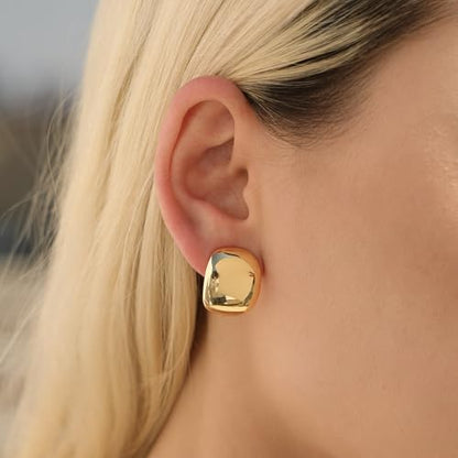 MUYAN Dainty Chunky Clip On Earrings for Women Multiple Styles Gold Silver Retro Clip Earrings - color: Gold