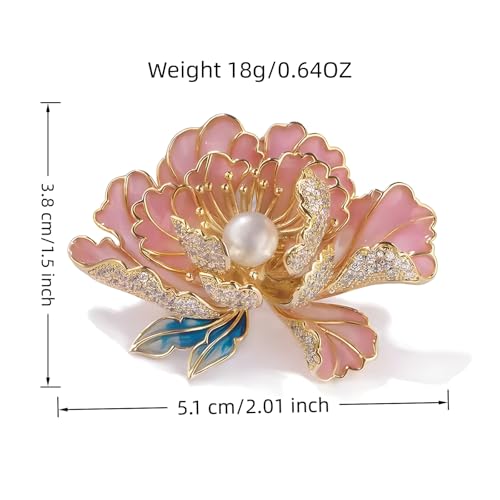 SYWDUDUCLT Fashion Elegant Brooches for Women Brooch, Suitable For Party And Daily Wear On Many Occasions - style: Peony-Pink