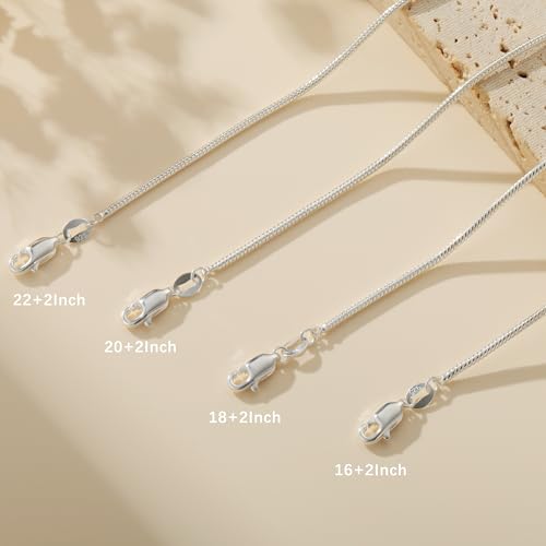 925 Sterling Silver Chain Necklace for Women - 1mm 1.5mm 2mm Snake Chain Necklace Smooth Sturdy Jewelry Gift Size 16/18/20/22 Inches - color: 2mm, size: 20+2"