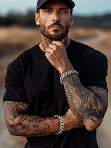 FaithHeart Cuban Link Bracelet for Men, Silver/Black/14K Gold Plated Stainless Steel Wrist Link Hip Hop Chain Bracelets, 5mm/7mm/9mm/12mm Width, 7.5"/8.3"/9" Length, with Gift Box - color: A. Silver-12mm Width, size: Length 9.0 Inches