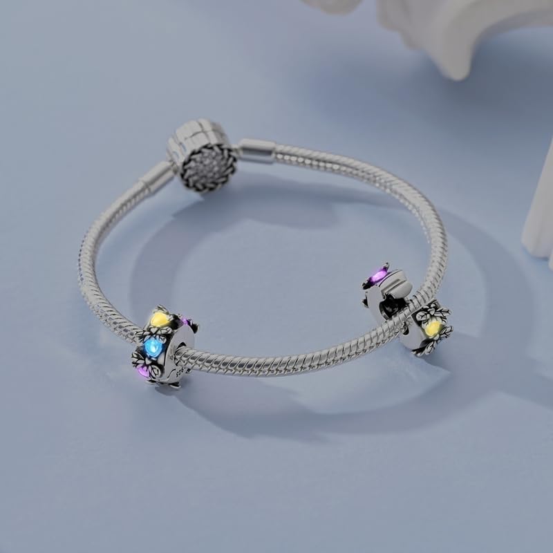 925 Sterling Silver Charms for Bracelets and Necklaces Beads Jewelry Charms for Women - color: Glowing Firefly Charm Clip