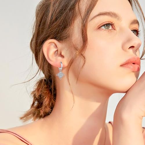 S925 Sterling Silver Celtic Knot Earrings for Women Irish Good Luck Drop Dangle Hook Earrings - style: Dangle Huggie - Witch's Knot