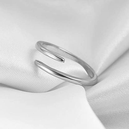 MYNENEY Pointed Classical Promise Ring Stainless Steel Thin Ring For Women - color: Open Twist-Silver, size: 9