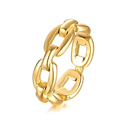 VNOX 18K Gold Plated/Silver Stainless Steel Cuff Link Ring for Women - color: Gold Plated-Link
