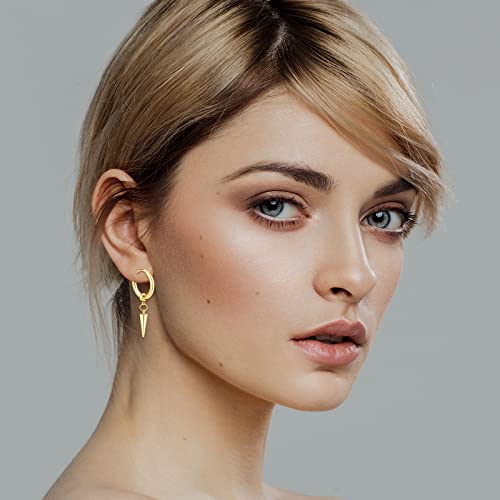12 Pairs Black Stud Earrings Set for Men and Women - Stainless Steel Cross Jewelry Piercings - color: Gold