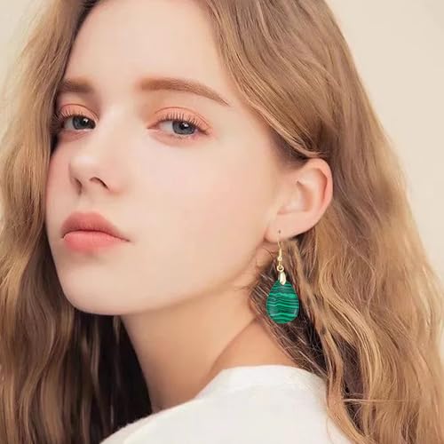 Boho Multiple Style Natural Stone Earrings for Women Unique Healing Gemstone Energy Hypoallergenic Lightweight Dangle Drop Earrings Multiple Styles Earrings Jewelry for Birthday Party Gift - style: Malachite Waterdrop