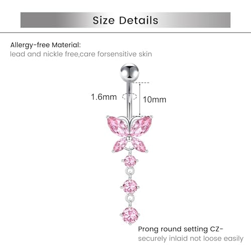 Briana Williams Belly Button Ring Belly Rings Belly Button Piercing Gold Belly Button Ring for Women Clicker Belly Ring Belly Piercing Stainless Steel 14g 10mm Blley Navel Rings Piercing Jewelry - color: F6 -8pcs, silver