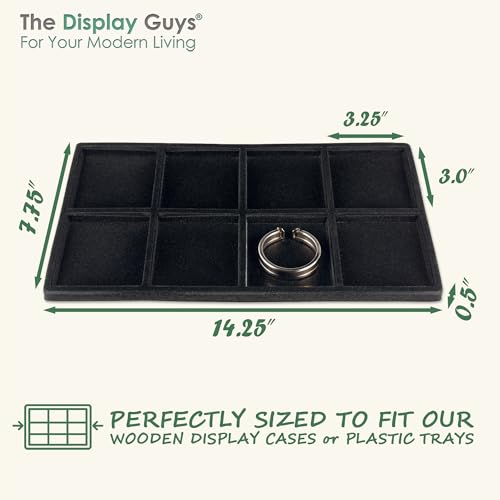 2-Pack 8-Compartments Flocked Velvet Jewelry Display Inserts - Tray/Case Liners - Ring Earrings Storage, (Black) by The Display Guys - color: Black, size: Compartments - 8