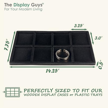2-Pack 8-Compartments Flocked Velvet Jewelry Display Inserts - Tray/Case Liners - Ring Earrings Storage, (Black) by The Display Guys - color: Black, size: Compartments - 8