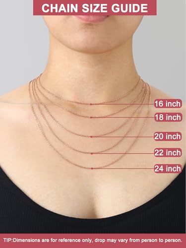FOCALOOK Womens Chain Necklace, 1/1.4/2mm Thin Cable Link Necklace Chain | Hypoallergenic 316L Stainless Steel, Non Tarnish, Sturdy Chain for Pendants, 14K Gold Plated/Silver/Rose Gold/Black, 14-30" - color: 1.4mm Rose Gold, size: 20 Inch