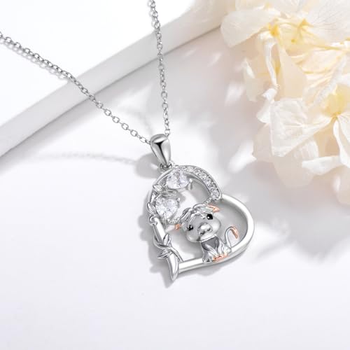 Heart Animal Necklace 925 Sterling Silver Cute Animal Pendant Jewelry Birthday Gifts for Women Girlfriend Mom Animal Lovers - style: 3-1 Highland Cow