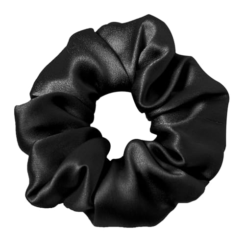 LILYSILK Silk Hair Scrunchies for Frizz&Breakage Prevention, 100% Mulberry Silk Hair Ties No Damage, Elastic Silk ponytail Holders, 1Pc, Black - color: Black