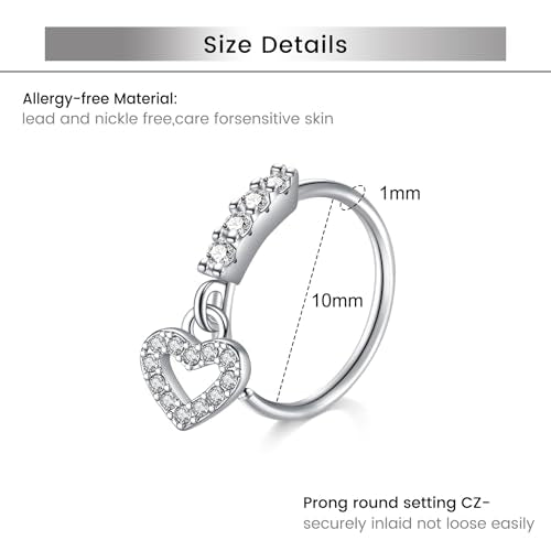 Briana Williams 18G 20G Nose Rings for Women Nose Piercings Nose Rings Hoops Nose Studs Surgical Steel Nose Ring Silver Gold Nose Piercing Jewelry - color: D1 -18g, silver