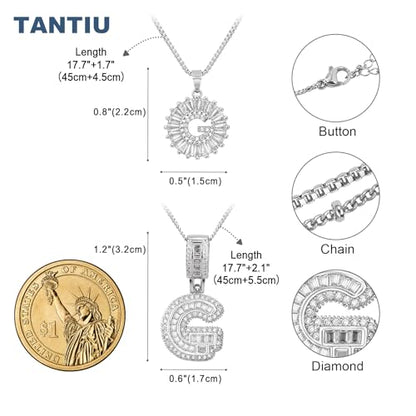 14K Gold Plated Alphabet Necklace Cubic Zirconia Letter Pendant, Personalized Name Jewelry Gift for Women, Customizable A-Z, Birthday/Mothers Day Gifts for Womens - color: White Gold, style: Style-G