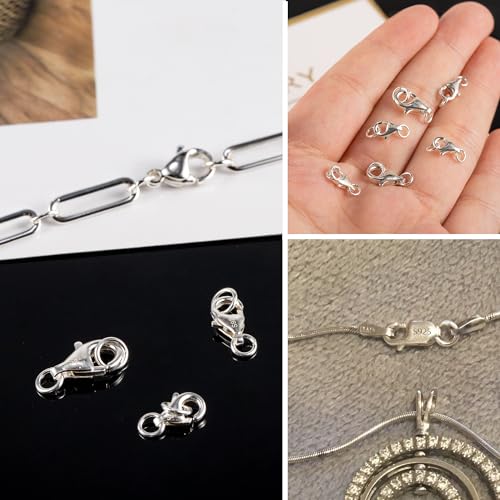 925 Sterling Silver Jewelry Making Lobster Clasps with Open Jump Rings Set | 26PCS Small Spring Italian Clasps Lobster Claw Jump Rings Necklace Chains Connect Link Repair kit Supplies Jewelry Findings - color: 26PcsA