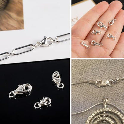 925 Sterling Silver Jewelry Making Lobster Clasps with Open Jump Rings Set | 26PCS Small Spring Italian Clasps Lobster Claw Jump Rings Necklace Chains Connect Link Repair kit Supplies Jewelry Findings - color: 26PcsA