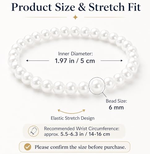 30 PCS Pearl Bracelets for Women, Stretch Bridesmaid Faux Pearl Beaded Bracelets Set, Bulk Wedding Bridal Party Favor Jewelry Gifts(White) - color: 50 White